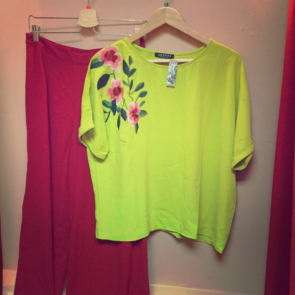Cherry Blossom Blouse and Pant Set